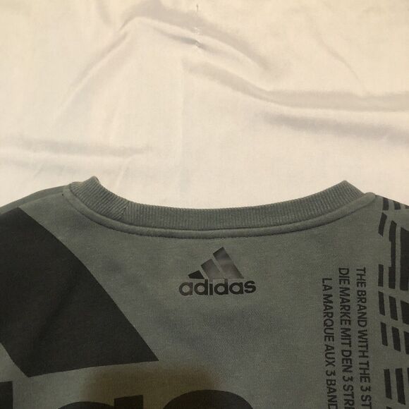 Adidas Sweatshirt Adult Small Gray Casual Crew Neck Pullover Men’s AOP - Picture 6 of 8